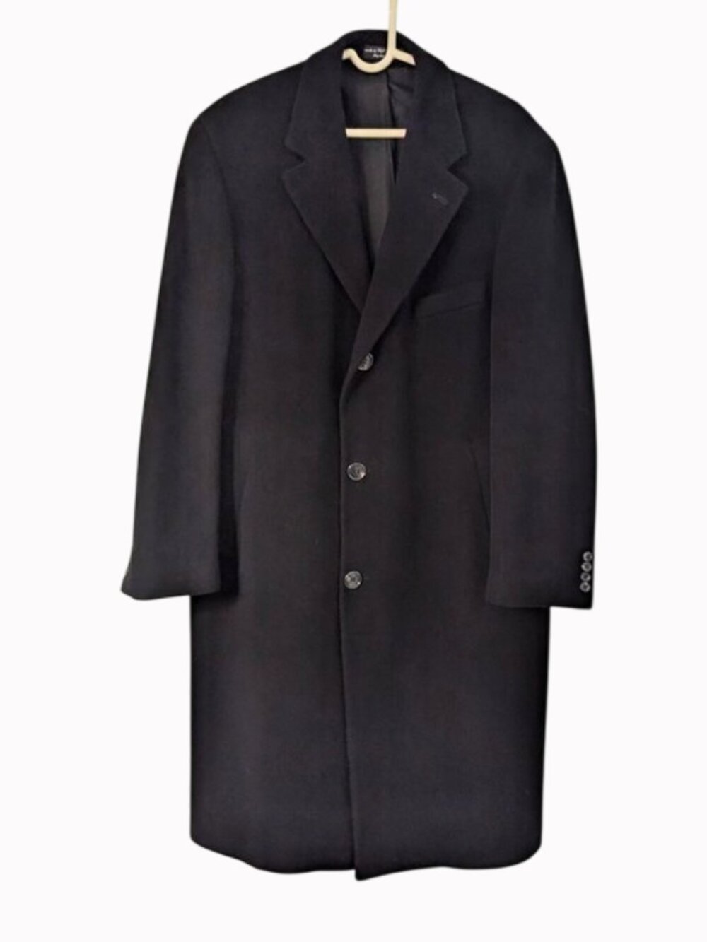 LRL‎ Men's Classic Cashmere/Wool Blend Black Overcoat - Timeless Formal Coat 40R